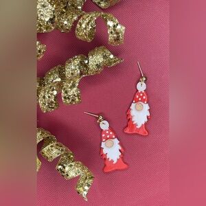 Christmas Gnome Polka Dot Earrings w/ Gift Box